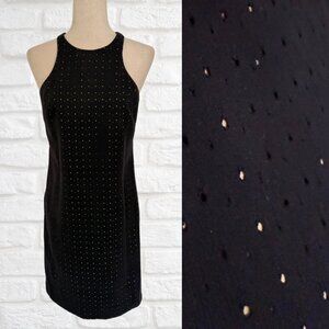 Vintage 1995 Faux Suede Laundry Shelli Segal Sheath Dress High Neck Sleeveless 8